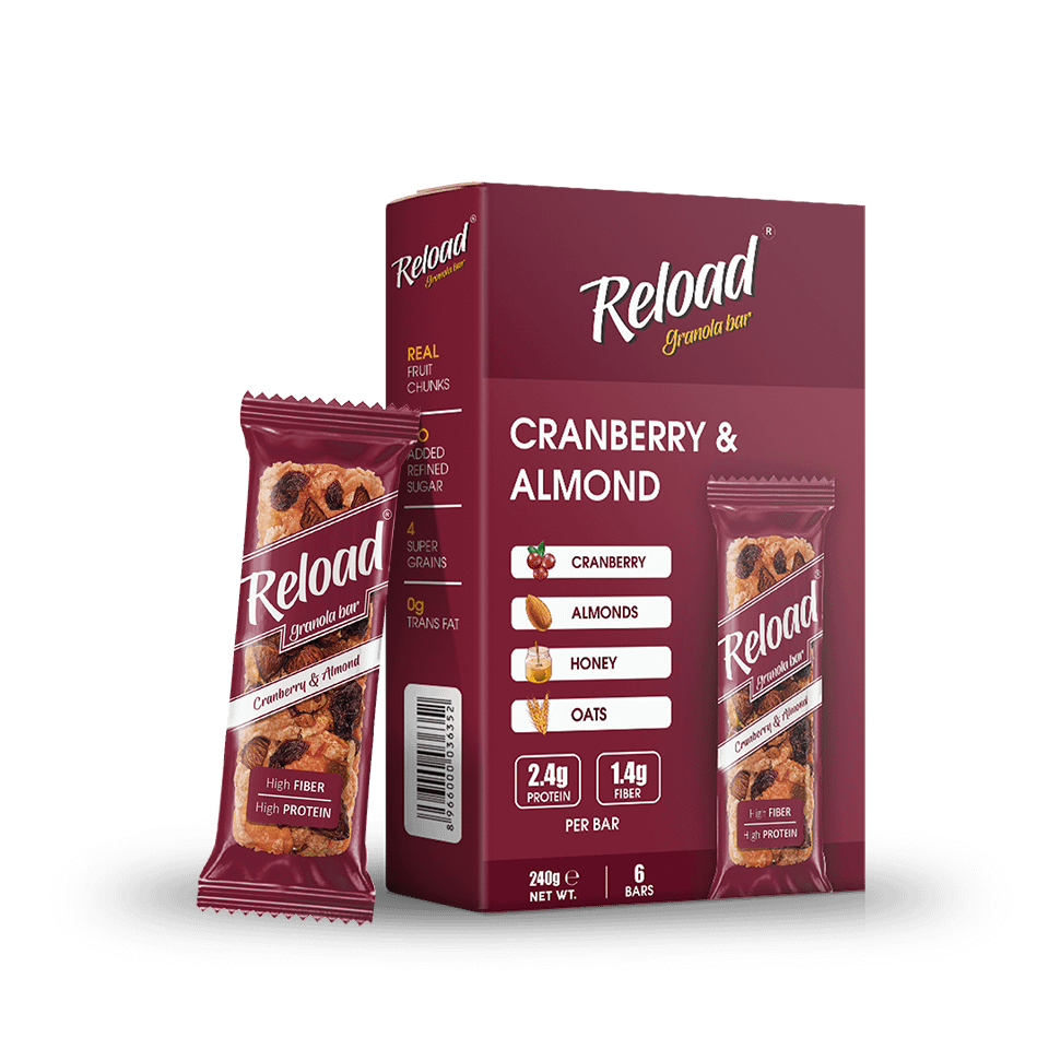 Reload Granola Bar Cranberry & Almond Box (6 Bars) Reload International